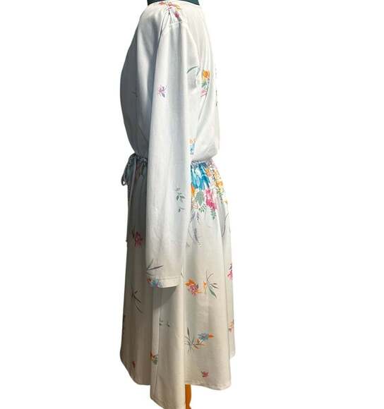 Vintage Kay Windsor Long Sleeve Floral Midi Dress Drape V Neck - Picture 2 of 13